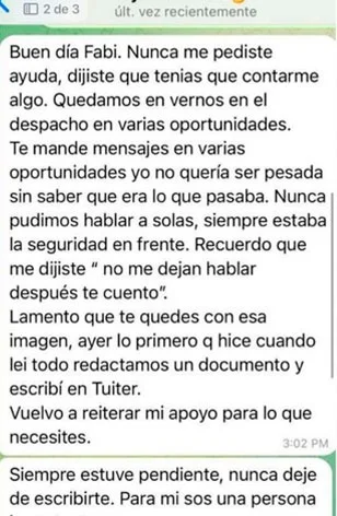 Fabiola Yañez aportó los chats con Ayelén Mazzina por la denuncia contra Alberto F: “Te pedí por favor ayuda”