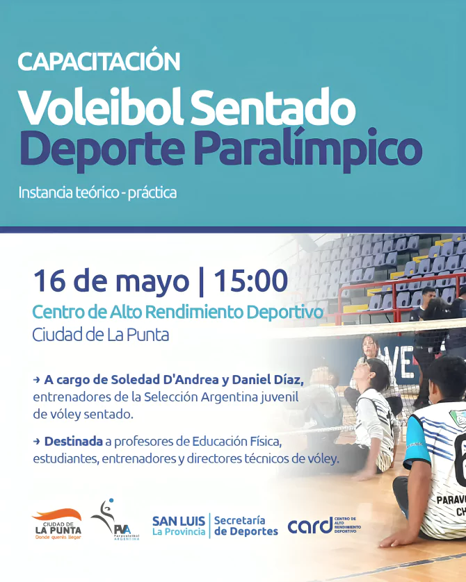 Vóleibol sentado: la Selección Juvenil llega a La Punta para dictar una clínica gratuita