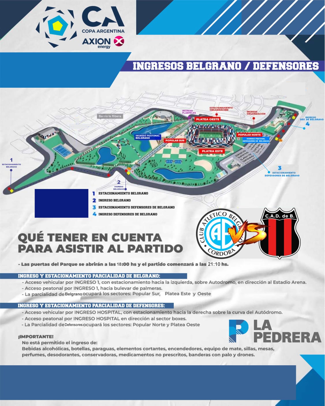 Destinan 600 policías para el partido Belgrano–Defensores